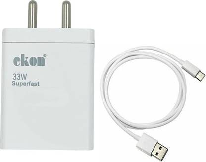 Ekon 33 W SuperVOOC 3 A Wall Charger for Mobile with Detachable Cable