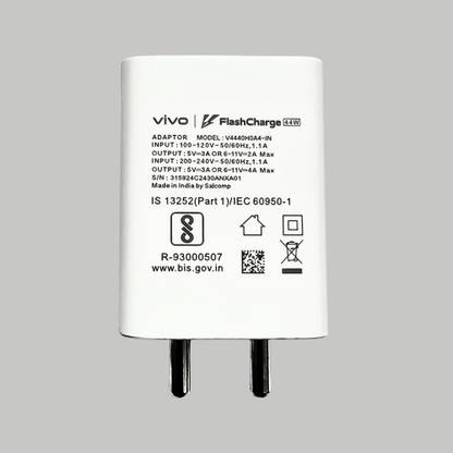 vivo 44 W VOOC 4 A Wall Charger for Mobile with Detachable Cable