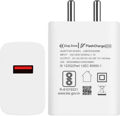 zingzone 44 W 4 A Wall Charger for Mobile with Detachable Cable