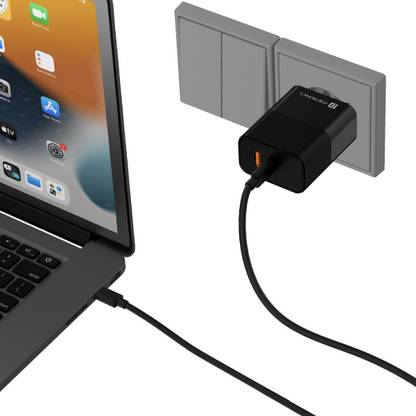 Portronics 65 W GaN 3 A Wall Charger for Mobile with Detachable Cable