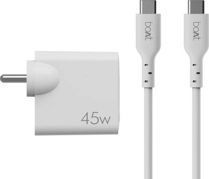 boAt 45 W GaN 3.1 A Wall Charger for Mobile with Detachable Cable