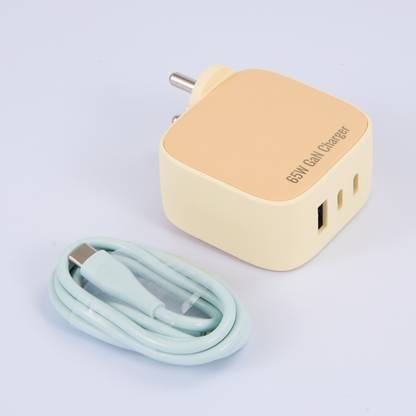 DeperAI 65 W GaN 3 A 3 Port Mobile Charger with Detachable Cable