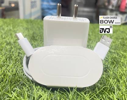 DVJ 80 W Quick Charge Wall Charger for Mobile with Detachable Cable