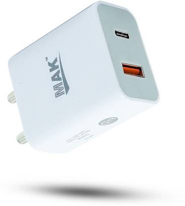 MAK 25 W PD 3 A Wall Charger for Mobile