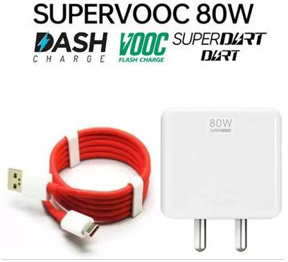 CLAT 80 W VOOC 6 A Wall Charger for Mobile with Detachable Cable