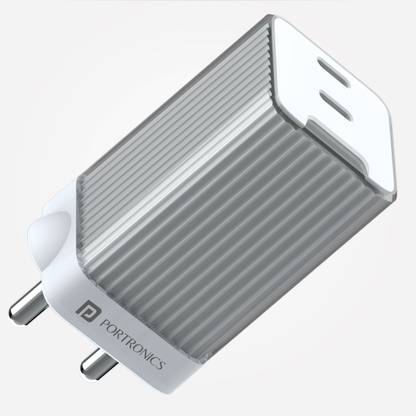 Portronics 45 W PD 3 A Wall Charger for Mobile with Detachable Cable