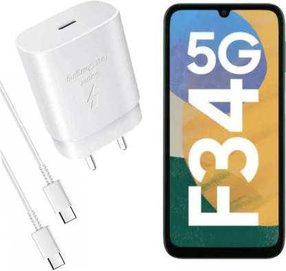 MAK 25 W Adaptive Charging 3.1 A Mobile Charger with Detachable Cable  (Compatible for Galaxy F34 5G & Other Devices, White, Cable Included) at Rs. 487