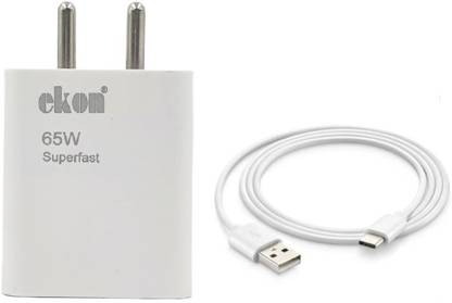 Ekon 65 W SuperVOOC 6 A Wall Charger for Mobile with Detachable Cable