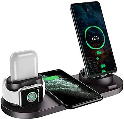 ICREATOR 6 in 1, 15W Fast Wireless Charger for iPhone, iWatch, Samsung & Other Mobile Charging Pad
