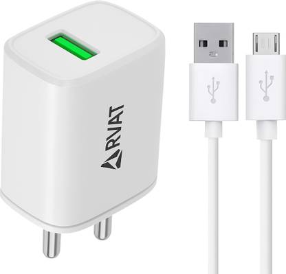 RVAT 18 W Qualcomm 3.0 3.1 A Wall Charger for Mobile with Detachable Cable