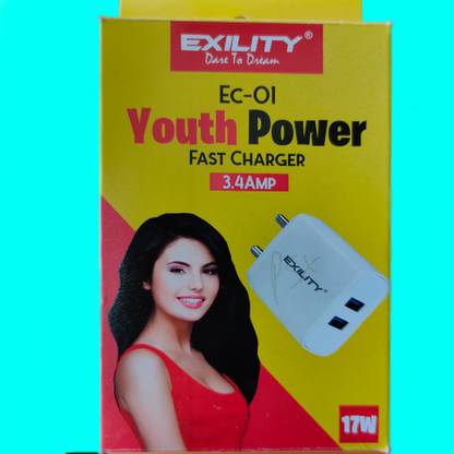 Exility 3.4 A Wall Charger for Mobile with Detachable Cable