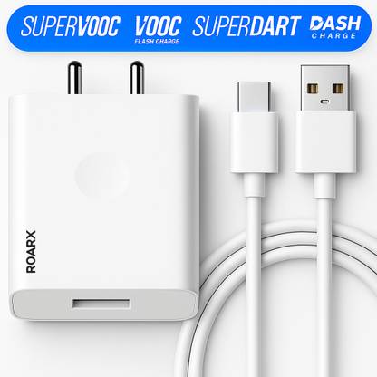 RoarX 33 W SuperVOOC 6 A Wall Charger for Mobile with Detachable Cable