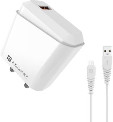 Portronics 18 W Quick Charge 3 A Wall Charger for Mobile with Detachable Cable