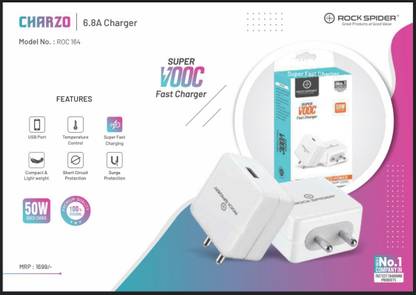 Rock Spider 5 A Wall Charger for Mobile with Detachable Cable