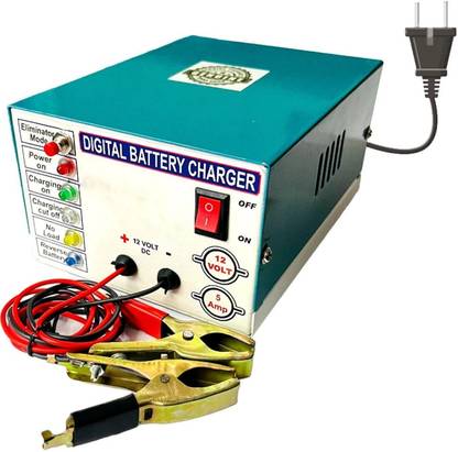 B BOZZBY 12 Volt 5 Amp (Auto Cut) Battery Charger Digital Battery Tester