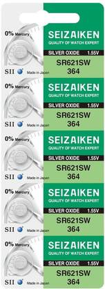 Nimida Seiz Aiken SR621SW / 364 Sil Oxide Coin  1.55 V | Pack of 5 for watch  Battery