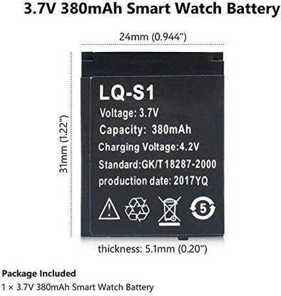 Stookin Black 380mAh LQ-S1 Smartwatch Replacement  for DZ09-429  Battery