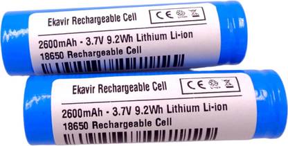 Ekavir 3.7v 18650 Lithium Ion Batteries 2600mah Rechargeable  Cylindrical Li Ion  Battery