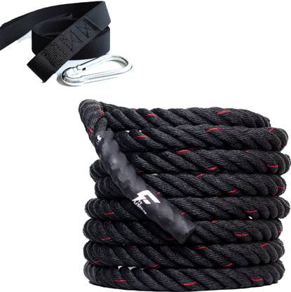 Fit Fusion Crossfit Rope with Anchor Strap for Gym, Heavy workout, Full body Exercise Battle Rope