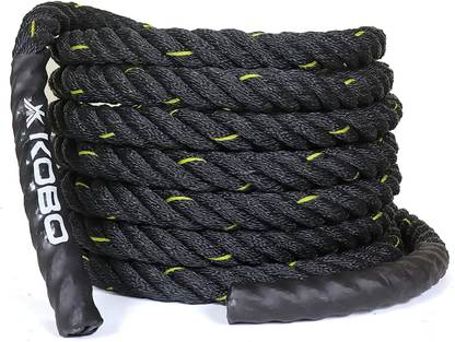 KOBO Rope Pro Black Professional Exercise Bottle Rope Gym 30' Battle Rope