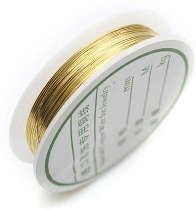 KRAFTMASTERS 1 Pcs Craft Beading Wire for Bracelet Jewelry DIY Accessories 0.4MM (Gold) Gold Beading Wire