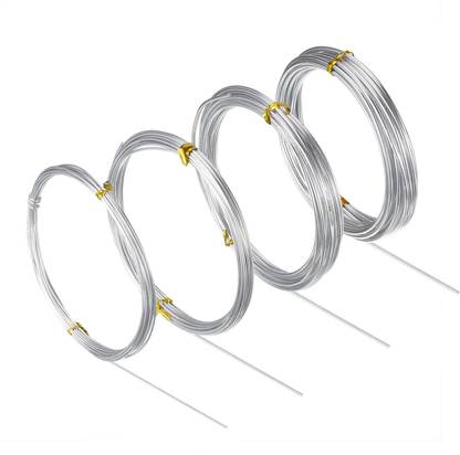 ErkleroStore Aluminum Craft Wire, 4 Sizes (1 mm, 1.5 mm, 2 mm and 2.5 mm in Thickness) Silver Beading Wire