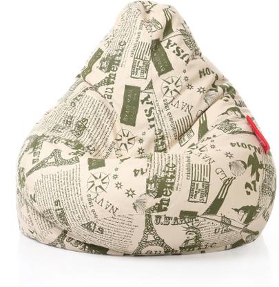 STYLE HOMEZ XXL Classic Cotton Canvas Printed Teardrop Bean Bag  With Bean Filling