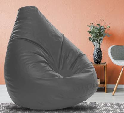 Flipkart Perfect Homes Studio XXL Solid Leatherette Bean Bags with Beans Teardrop Bean Bag  With Bean Filling