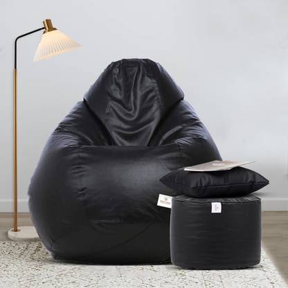 STAR 4XL With Footstool & Cushion Combo Bean Bag Chair  With Bean Filling