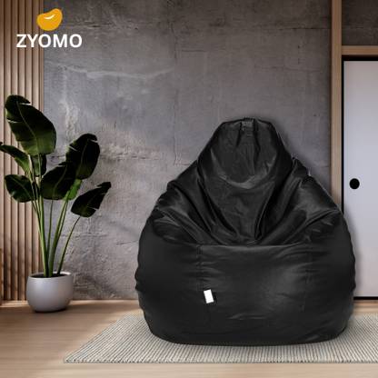 ZYOMO Large Faux Leather Bean Bag Filled with Beans | Ready To Use Teardrop Bean Bag  With Bean Filling