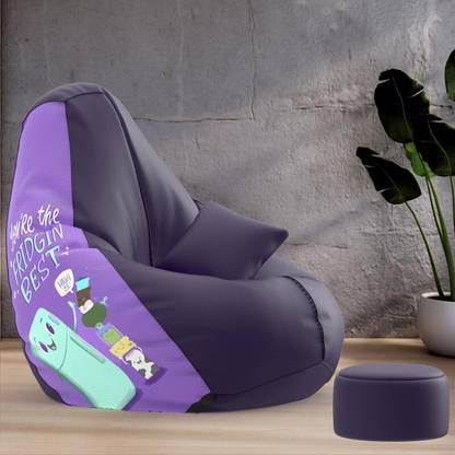 Lazzy 4XL Premium, Designer - Snuggle & Giggles Theme-Fridgin Best - Printed Teardrop Bean Bag  With Bean Filling