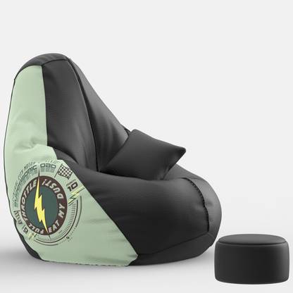 ComfyBean 4XL Premium, Designer - Printed - Flash Theme-Flash-FLS-2-BLK Lounger Bean Bag  With Bean Filling