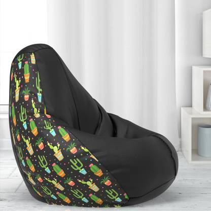 ComfyBean XL Printed: Cactus - H - Pea-Green Black Teardrop Bean Bag  With Bean Filling