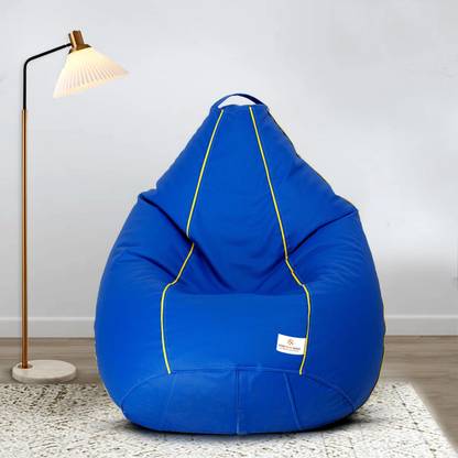 STAR XXL Classic Royal Blue with Yellow Piping Filled with Beans Teardrop Bean Bag  With Bean Filling