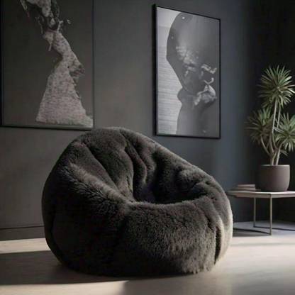 mollismoons XXL fur bean bag xxl filled with beans Bean Bag Chair  With Bean Filling