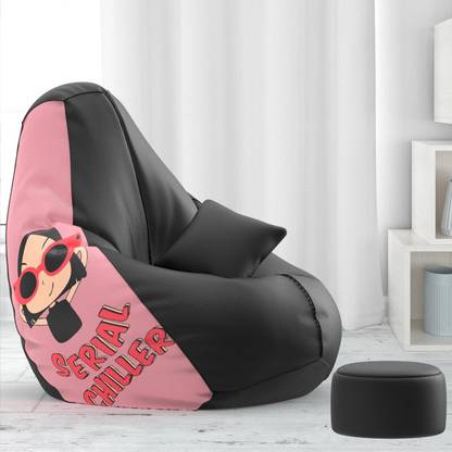 ComfyBean 5XL Premium, Designer - Femme Flair Theme-Serial Chiller - Printed Teardrop Bean Bag  With Bean Filling