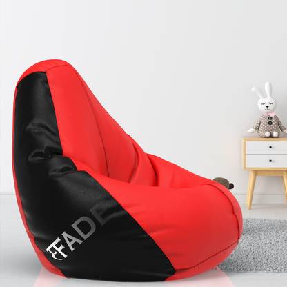 ComfyBean XXXL Designer Bean Bag Filled with Beans - Printed - Sa Fade - Black & Red Teardrop Bean Bag  With Bean Filling