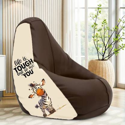 STAR XXXL Tough Life Printed Bean Bag Filled With Beans Teardrop Bean Bag  With Bean Filling