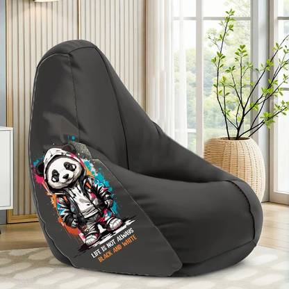 STAR XXXL Black & White Life Printed Bean Bag Filled With Beans Teardrop Bean Bag  With Bean Filling