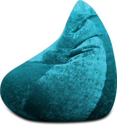 STYLE HOMEZ XL HAUT Collection, Premium Velvet Fabric Teal Color, Classic Teardrop Bean Bag  With Bean Filling
