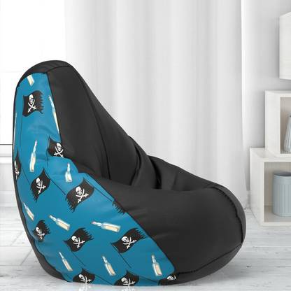 Lazzy XXL Printed - Pirates - H - Black Sea-Blue Teardrop Bean Bag  With Bean Filling