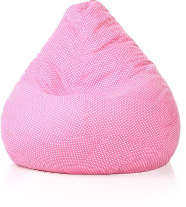 TXOR XXL Classic Cotton Canvas Polka Dots Printed Teardrop Bean Bag  With Bean Filling
