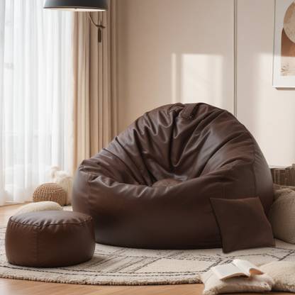 SPACEX XXXL Bean Bag with Footstool & Cushion All Filled with Beans Ready to Use Teardrop Bean Bag  With Bean Filling