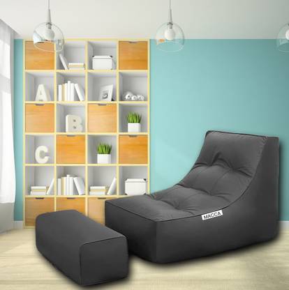 GOREVIZON OPPOSED 4XL Filled Bean Bag Lounger Chair & Puff Stool Bean Bag Chair  With Bean Filling