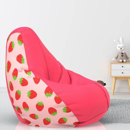 Beannie XL Strawberry - H - Pink White Teardrop Bean Bag  With Bean Filling