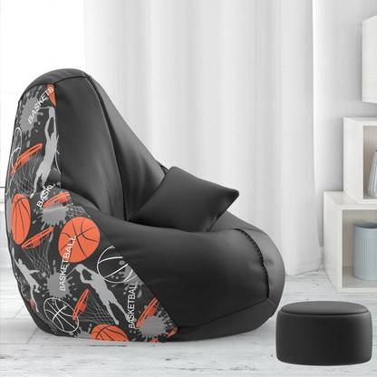 ComfyBean 4XL Premium, Designer - Field Frenzy Theme-Basketball - Printed Teardrop Bean Bag  With Bean Filling
