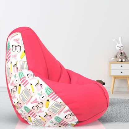 Beannie Jumbo Study Time - H - Pink White Teardrop Bean Bag  With Bean Filling