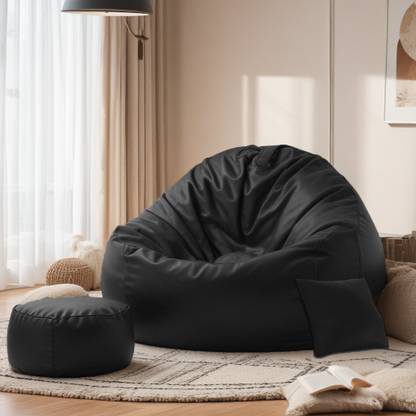SPACEX XXXL Bean Bag with Footstool & Cushion All Filled with Beans Ready to Use Teardrop Bean Bag  With Bean Filling