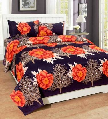 Shree Ganesh Handloom 140 TC Cotton Queen 3D Printed Flat Bedsheet