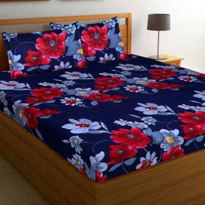 RD DECORE 180 TC Polycotton Double Floral Flat Bedsheet